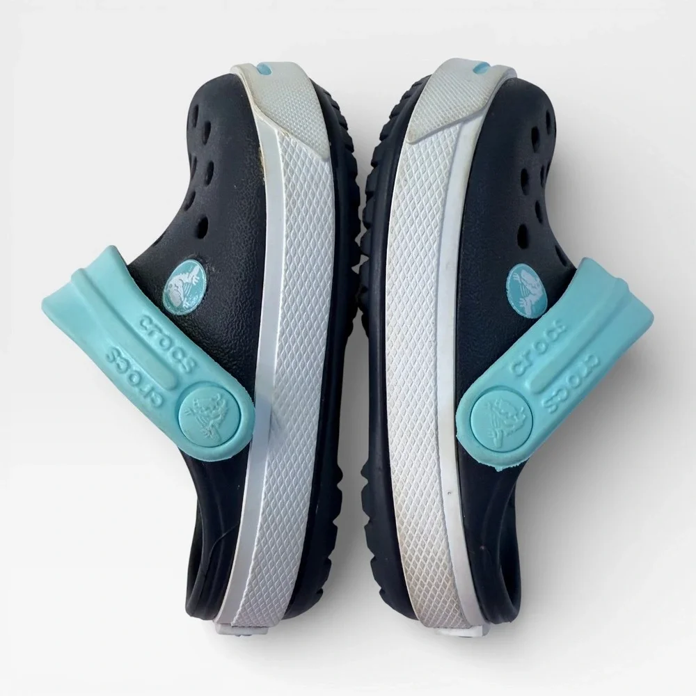 CROCS Crocband‎ Toddler Kids Clogs Shoes Navy with Aqua Accent Size 4C/5C